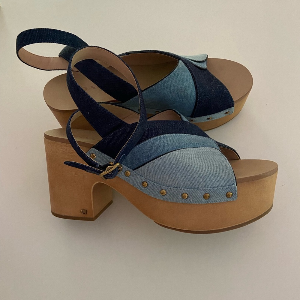 Coach Blue Jeans Platform Sandals Retro-Inspired Design